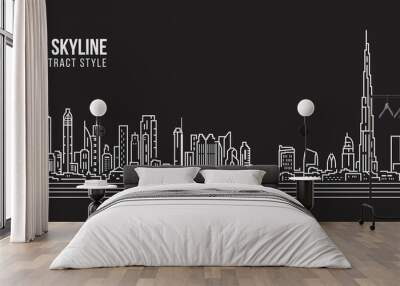 Cityscape Building Line art Vector Illustration design - Dubai skyline Wall mural