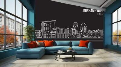 Cityscape Building Line art Vector Illustration design - durham city (north carolina) Wall mural