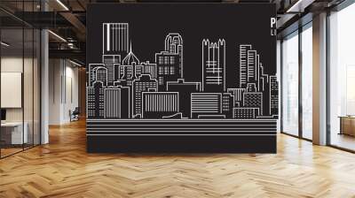 Cityscape Building Line art Vector Illustration design - Pittsburgh City Wall mural