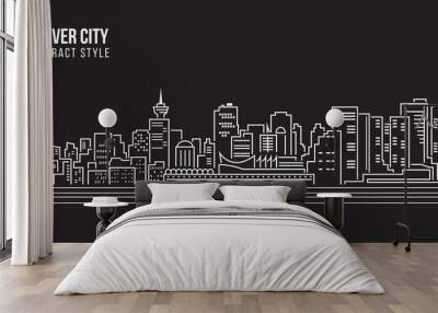 Cityscape Building Line art Vector Illustration design - Vancouver city Wall mural