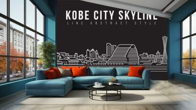 Cityscape Building panorama Line art Vector Illustration design - Kobe city Wall mural