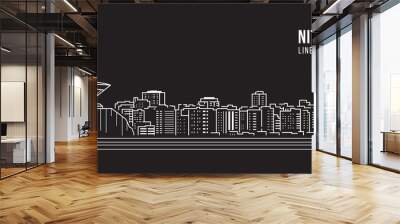 Cityscape Building panorama Line art Vector Illustration design - Niteroi city Wall mural