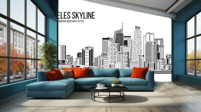 Cityscape Building Simple architecture modern abstract style art Vector Illustration design -  Los Angeles city Wall mural