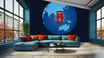 Earth hour banner with  switch off position on earth  background vector design Wall mural