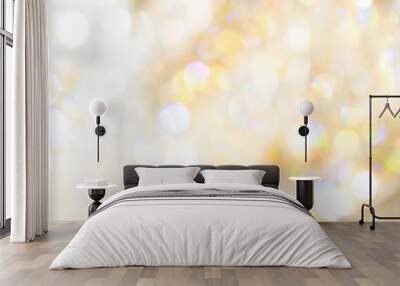 Soft yellow and white light Crystal blur bokeh luxury abstract background Wall mural