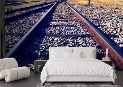 The railway junction  and speed motion background (retro style) Wall mural