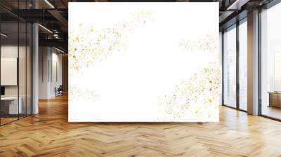 Gold sparkle splatter border . Gold Foil Frame, golden texture. Gold strike on transparent background  holiday banner.  Wall mural