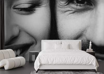 portrait similar to each other husband and wife as brother and sister standing next to face each other Wall mural