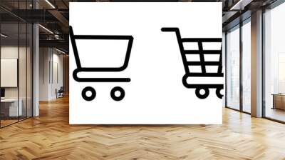 adobe ilustration icon, troly icon, shopping cart, shopping cart logo, line icon, basket line icon, simple cart icon Wall mural