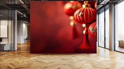 Background with copy space with chinese new year theme with red colors and flowers
 Wall mural