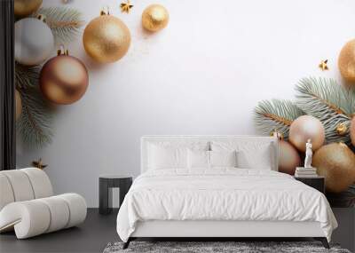 beautiful christmas balls banner with text space Wall mural