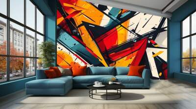 Dynamic abstract background featuring a mix of colorful shapes. Wall mural