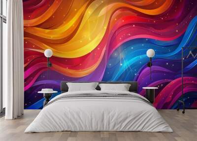 dynamic colorful wave background Wall mural