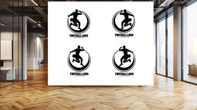 Football player logo silhouette collection set Wall mural