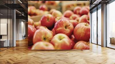 Fresh red apple close up Wall mural