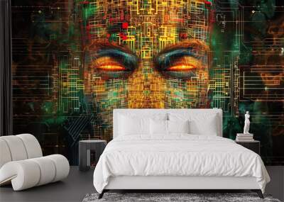 Futuristic abstract face Wall mural