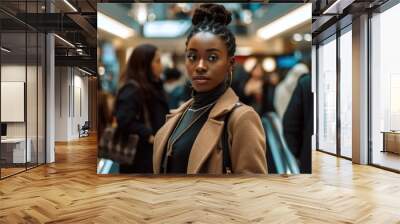 Black Woman in the Mall - Generative AI Wall mural