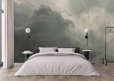 Cumulonimbus cloud formations on tropical sky , Nimbus moving , Abstract background from natural phenomenon and gray clouds hunk , Thailand Wall mural