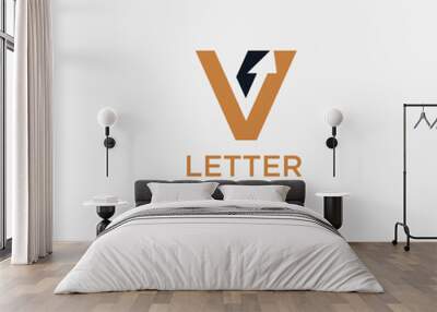 initial letter v with upward arrow for finance, development, success, training business logo concept Wall mural