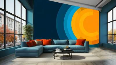 Organic and geometric elements combined into one design using fluid curves alongside rigid shapes reflecting harmony between nature and technology Large space for text in center Stock Photo with copy Wall mural