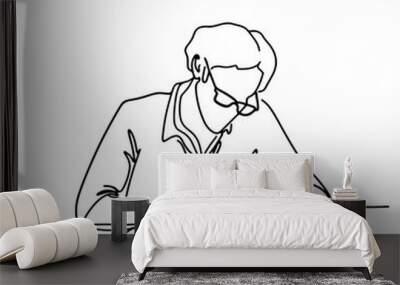 black line silhouette writer Wall mural