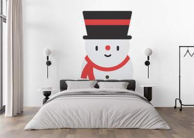 Snowman 2 colored line icon. Simple hand drawn color element illustration. Snowman outline symbol design from Christmas set Wall mural