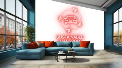 sustainable transport outline neon icon Wall mural