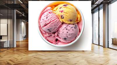 Flavored ice cream in a cup with clear isolated white background Wall mural