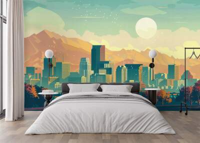 Denver city skyline illustration  Wall mural