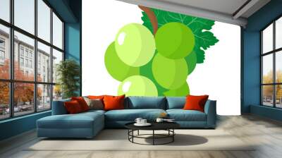 Vector cartoon fresh green grape fruit. Wall mural