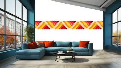 Vector multicolored handmade hippie friendship bracelet of red, orange and yellow threads. Wall mural