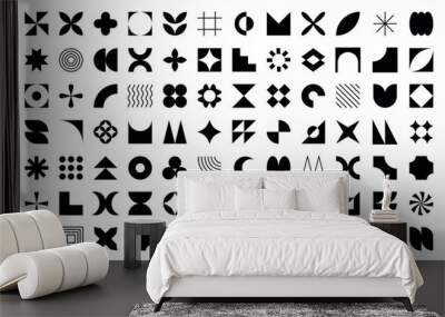  Set, collection geometric shapes. Trendy set with shapes different style. Bauhaus, futuristic, memphis. set of black bauhaus shapes, geometric abstract shapes. Modern style Wall mural