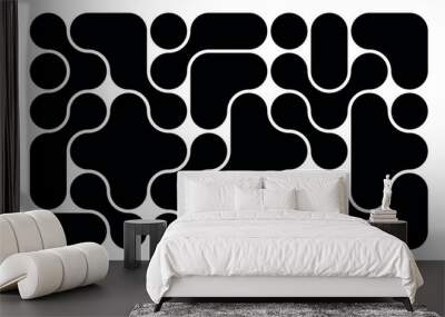 background with black liquid connected circle dots.metaballs pattern on white. abstarct geometric shapes collection Point movement flat icon Wall mural