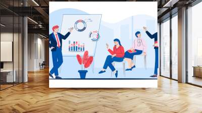 Business seminar, presentation or corporate training scene, flat vector illustration isolated on white background. Motivational training or business conference, training for company employees. Wall mural