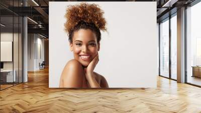 closeup portrait of a black woman with ideal skin Wall mural