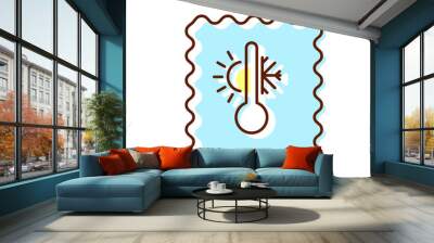 Temperature regime textile flat icon. Fabric feature. Wear industry. Thermal underwear. Material quality Wall mural