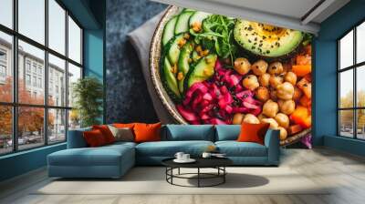 A collection of freshly harvested vegetables promoting a healthy lifestyle, symbolizing the benefits of eating natural, nutrient-rich foods for overall health and vitality. Wall mural