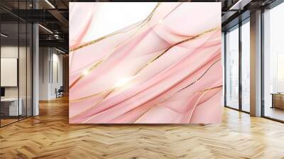 Abstract pink and white background with golden lines. Background design for presentation or web banner, minimal concept. Wall mural