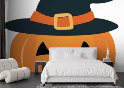 halloween pumpkin with hat Wall mural