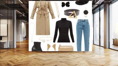 mood board fashion clothes, outfit, clothes collage Wall mural