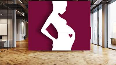 Silhouette pregnant woman Wall mural