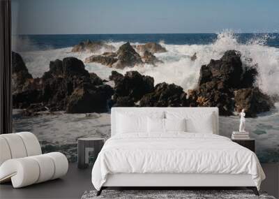 Porto Moniz Natural Swimming Pools waves with rocks Wall mural