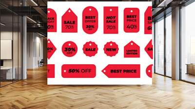 Sale tag discount set. Label vector template. Isolated objects on white background. Wall mural