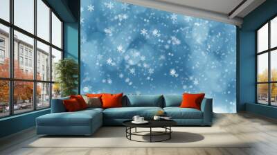 winter christmas background with snow and fir branches frame Wall mural