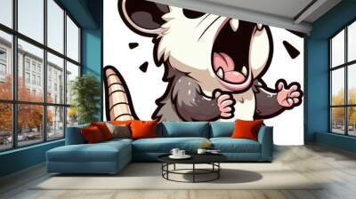 screaming cute cartoon baby opossum Wall mural