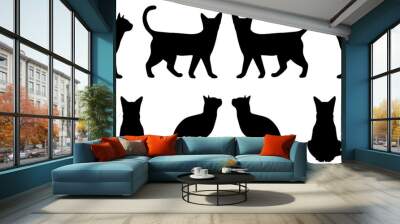 set of cats silhouettes Wall mural