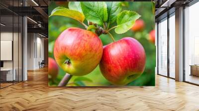 apples growing on a tree branch in the vegetable garden Wall mural