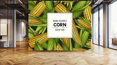 Vector hand drawn banner with ripe organic corn cobs Wall mural