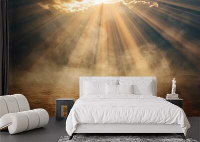 A beam of light symbolizes divine revelation of the First Commandment. Concept Religious Symbolism, Divine Light, First Commandment, Spiritual Photography, Sacred Art Wall mural