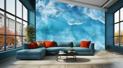 Aerial view of ocean and beach on tropical island. Summer vacation holiday background. Seascape. Wall mural